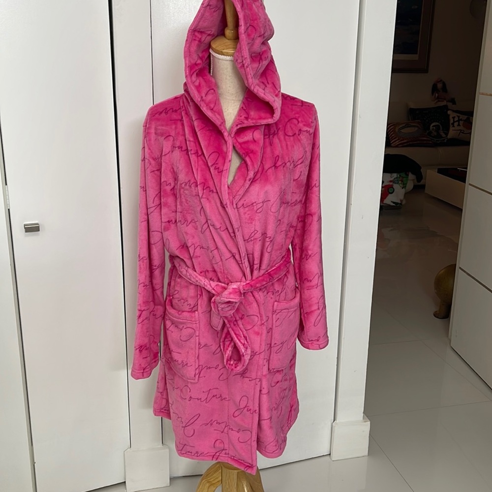Juicy Couture Pink Hooded JC Script Bathrobe